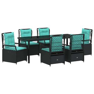 vidaXL Conjunto de Jantar para Jardim 7 unid. Preto vime PE