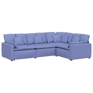 vidaXL Sof&aacute; modular com almofadas tecido azul ganga