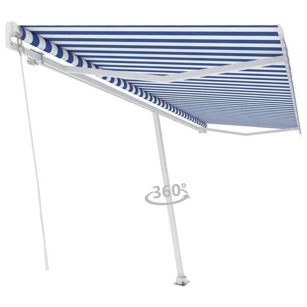 vidaXL Toldo retr&aacute;til manual independente 500x300 cm azul e branco