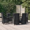 vidaXL 7 pcs conjunto de jantar p/ jardim c/ almofad&otilde;es vime PE preto