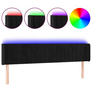 vidaXL Cabeceira de cama c/ luzes LED veludo 163x16x78/88 cm preto