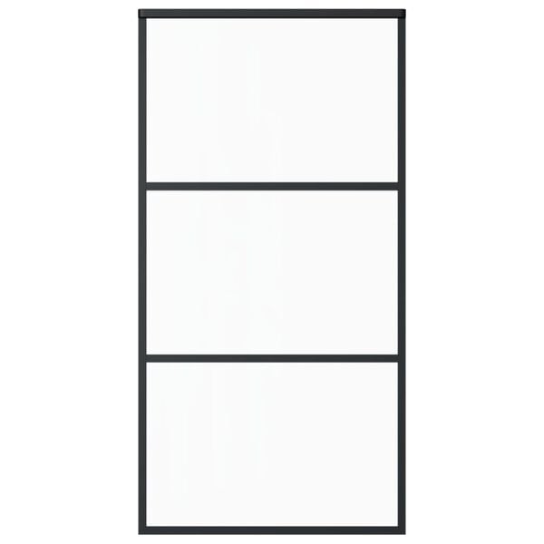 vidaXL Porta deslizante em vidro ESG e alumínio 102x205 cm preto