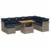 vidaXL 9 pcs conjunto sof&aacute;s p/ jardim c/ almofad&otilde;es vime PE cinzento