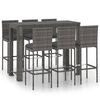 vidaXL 7 pcs conjunto de bar exterior c/ almofad&otilde;es antracite vime PE