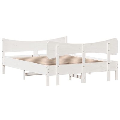 vidaXL Estrutura de cama com cabeceira 140x200 cm pinho maciço branco