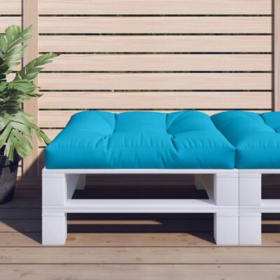 vidaXL Almofadão para sofá de paletes 70x70x12 cm tecido azul