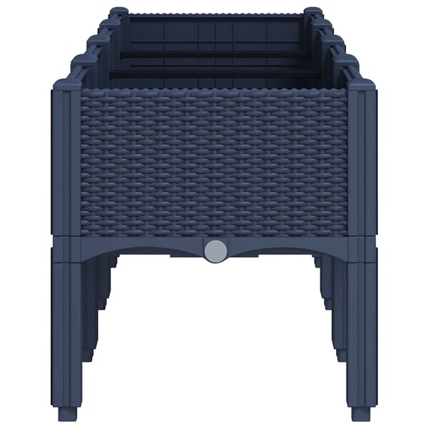 vidaXL Vaso/floreira de jardim c/ pernas 160x40x42 cm PP cinzento azul