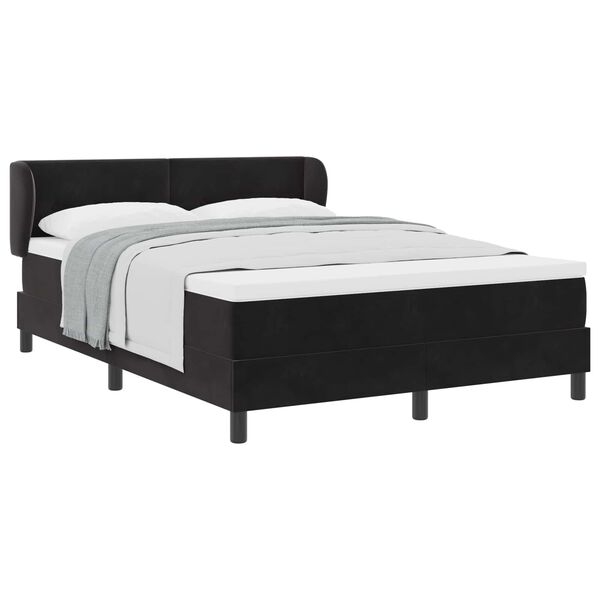 vidaXL Cama Box com colch&atilde;o com cabeceira Preto 160 x 200 cm Veludo