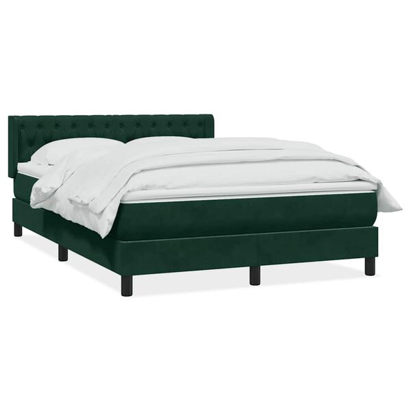 vidaXL Box Cama primavera com Colch&atilde;o Verde Escuro 140x210 cm Veludo