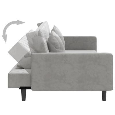 vidaXL Sofá-cama 2 lugares com duas almofadas veludo cinzento-claro
