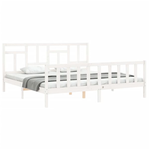 vidaXL Cama sem colch&atilde;o 200x200 cm madeira de pinho maci&ccedil;a branco