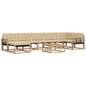 vidaXL Conjunto de Sof&aacute;s para Exterior 8 unid. Branco e Bege