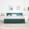 vidaXL Cama Box Spring LED com led Verde Escuro 180 x 200 cm Veludo