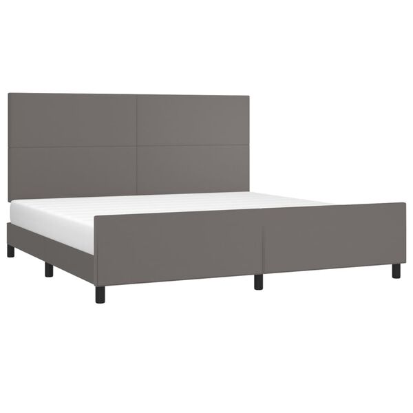 vidaXL Estrutura cama c/ cabeceira 200x200cm couro artificial cinzento
