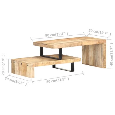 vidaXL 2 pcs conjunto de mesas de centro madeira de mangueira maciça