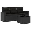 vidaXL 4 pcs conjunto de sof&aacute;s para jardim c/ almofad&otilde;es vime PE preto