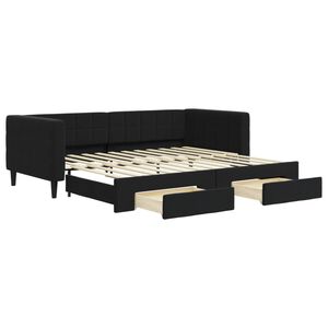 vidaXL Sof&aacute;-cama com gavet&atilde;o e gavetas 90x200 cm veludo preto