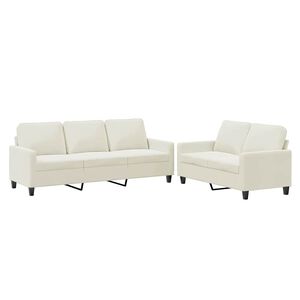 vidaXL 2 pcs conjunto de sof&aacute;s com almofad&otilde;es veludo cor creme