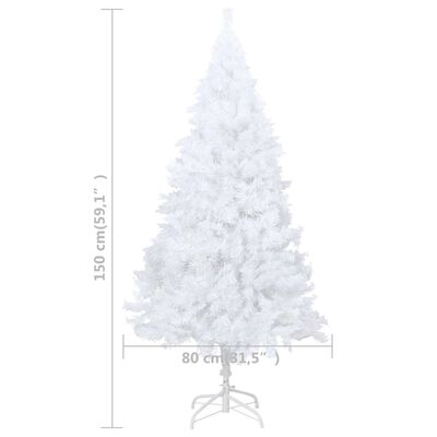 vidaXL Árvore Natal artificial c/ luzes LED e bolas 150 cm PVC branco