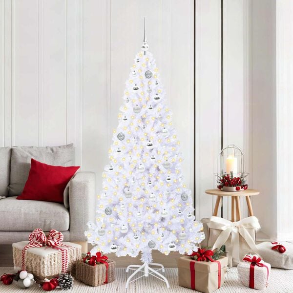 vidaXL &Aacute;rvore de Natal Artificial com 300 LEDs Branco 180 cm PVC e A&ccedil;o