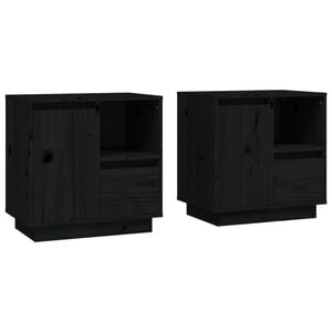 vidaXL Mesas de cabeceira 2 pcs 50x34x50 cm madeira pinho maci&ccedil;a preto