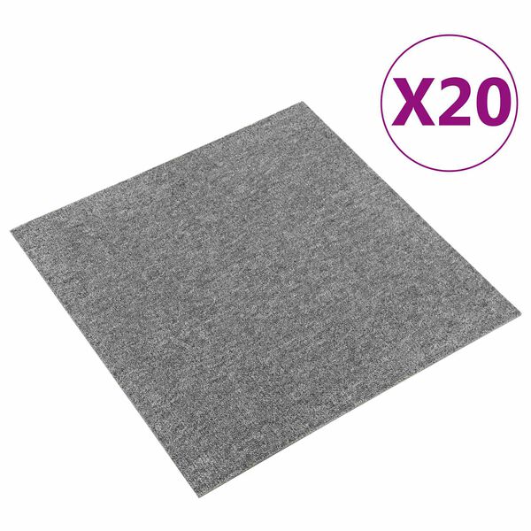 vidaXL Tapete 20 pcs Cinzento 50 x 50 cm 100% Polipropileno