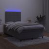 vidaXL Cama box spring colch&atilde;o LED 120x190cm couro artif. cinza-escuro