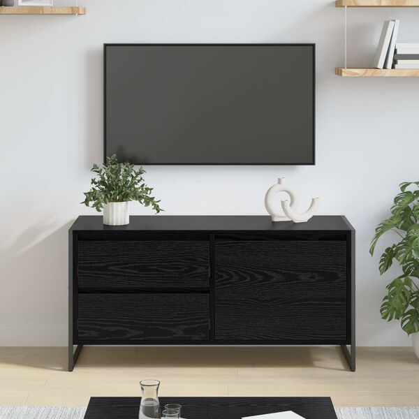 vidaXL Gabinete para TV com gaveta Carvalho Preto 100 x 36 x 49.5 cm
