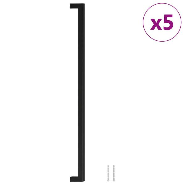 vidaXL Puxadores para m&oacute;veis 5 pcs 480 mm a&ccedil;o inoxid&aacute;vel preto