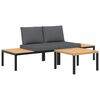 vidaXL 3 pcs conjunto de sof&aacute;s p/ jardim c/ almofad&otilde;es alum&iacute;nio preto