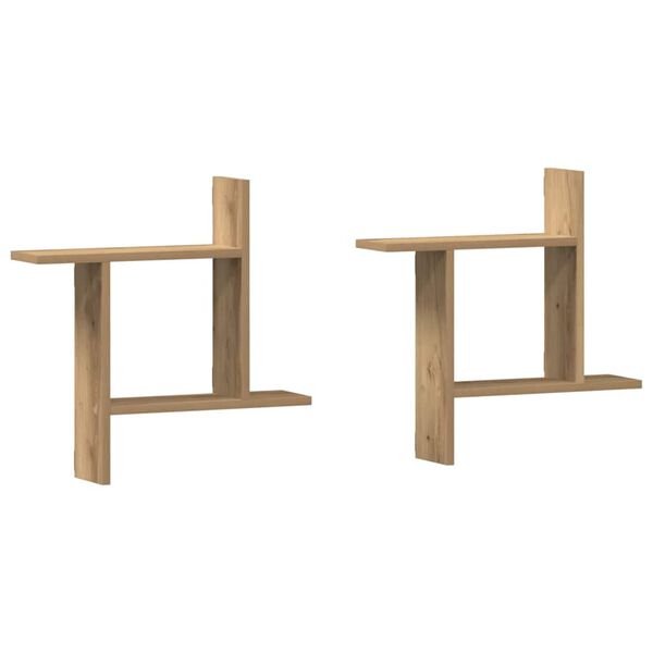 vidaXL Prateleiras de parede 2pcs derivados madeira carvalho artisiano
