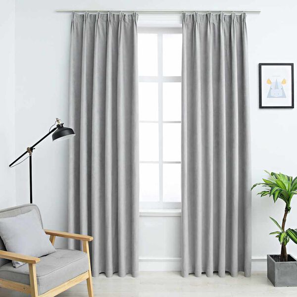 vidaXL Cortinas blackout com ganchos 2 pcs 140x245 cm cinzento