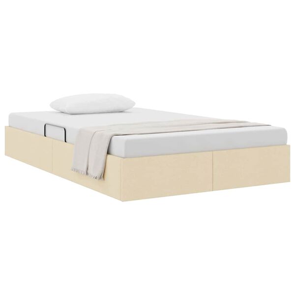 vidaXL Cama com Armazenamento com colch&atilde;o Creme 120 x 200 cm tecido