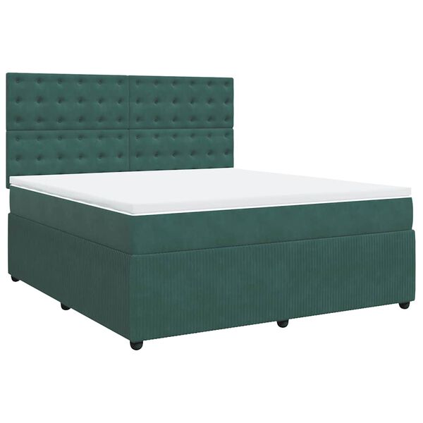 vidaXL Cama com molas/colch&atilde;o 180x200 cm veludo verde-escuro