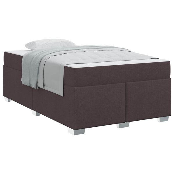 vidaXL Estrutura da Cama com colch&atilde;o Marrom Escuro 120 x 190 cm tecido