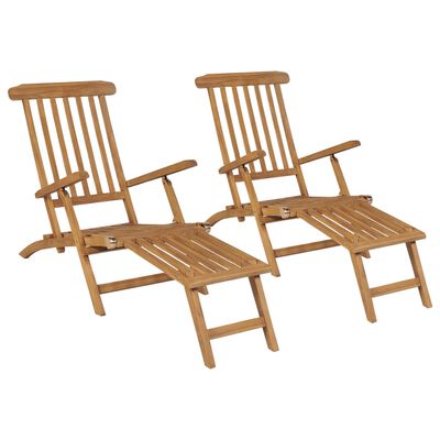 vidaXL Cadeiras de jardim c/ apoios de pés 2 pcs teca maciça