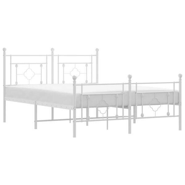 vidaXL Estrutura de cama com cabeceira e p&eacute;s 140x190 cm metal branco