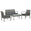 vidaXL 4 pcs conjunto lounge de jardim c/ almofad&otilde;es vime PE cinzento