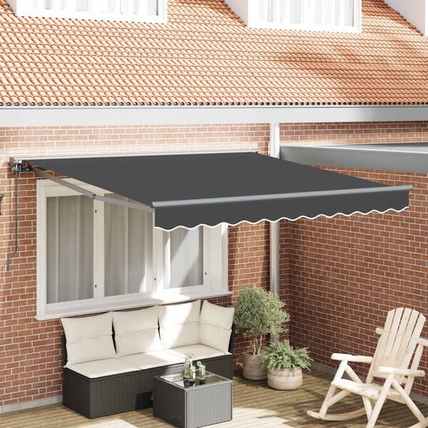 vidaXL Toldo Retr&aacute;til Manual Antracite 350 x 250 cm Poli&eacute;ster e Metal