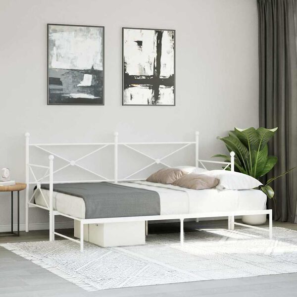 vidaXL Cama de dia com gavet&atilde;o sem colch&atilde;o 90x190 cm a&ccedil;o branco