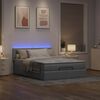 vidaXL Cama Otomana com Colch&atilde;o & LEDs Cinzento Claro 140x190cm Tecido