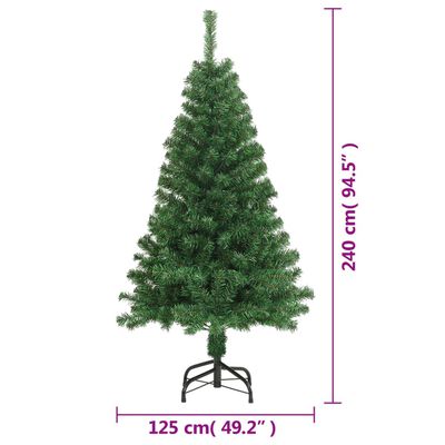 vidaXL Árvore de Natal artificial com ramos grossos 240 cm PVC verde