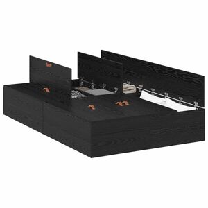 vidaXL Estrado de cama com arruma&ccedil;&atilde;o Carvalho Preto 120 x 190 cm