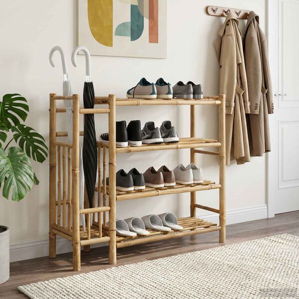 vidaXL Rack de Sapatos com prateleira Natural 88 x 27 x 80 cm Bambu