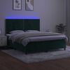 vidaXL Cama box spring c/ colch&atilde;o/LED 160x200 cm veludo verde-escuro