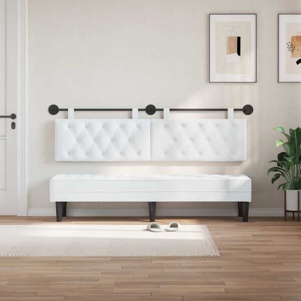 vidaXL Cabeceira Suspensa Branco 190 x 55 x 7 cm tecido