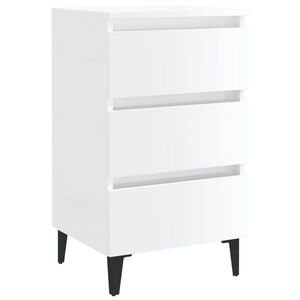 vidaXL Mesa cabeceira c/ pernas metal 40x35x69 cm branco brilhante