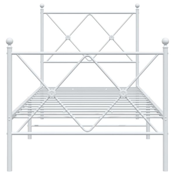 vidaXL Estrutura de cama com cabeceira e p&eacute;s 75x190 cm metal branco