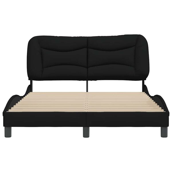 vidaXL Estrutura de cama sem colch&atilde;o Hvar 140x200 cm tecido preto