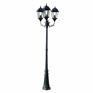 Brighton Candeeiro de p&eacute; p/ jardim 3 bra&ccedil;os / 230 cm Verde escuro/preto